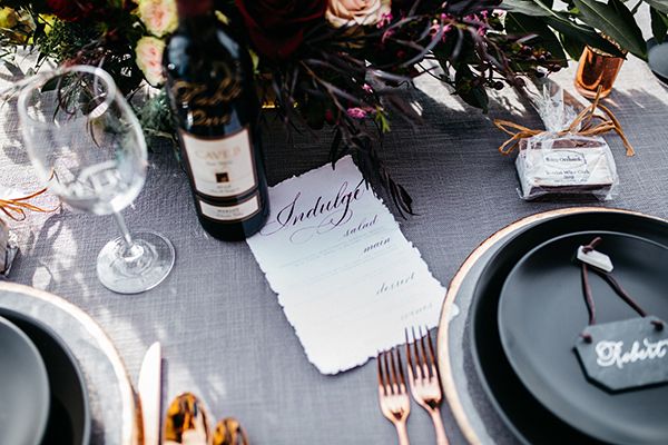 Opulence at a Winery Wedding Inspo with Dark Colors