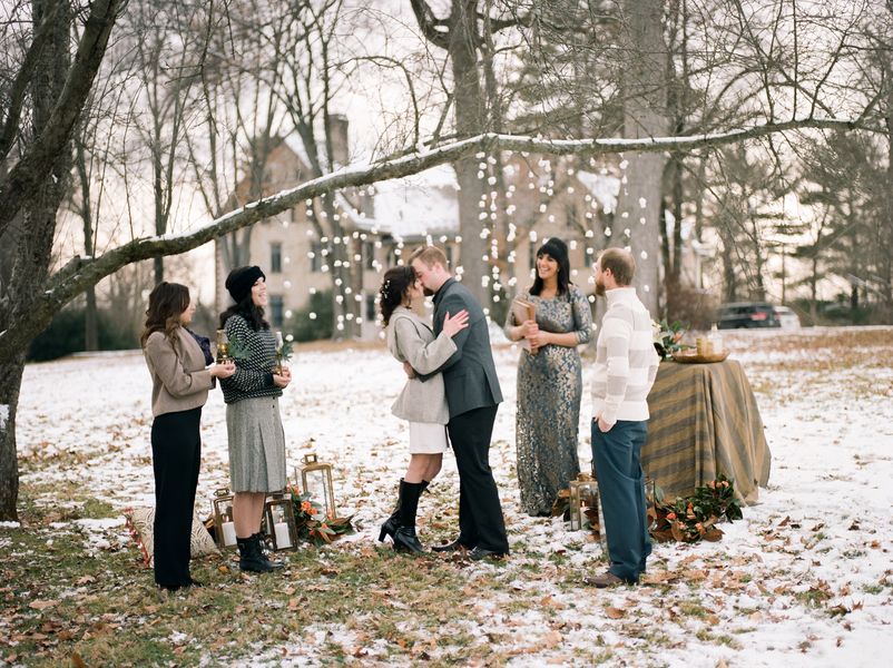  Intimate Winter Elopement Celebrated with Friends