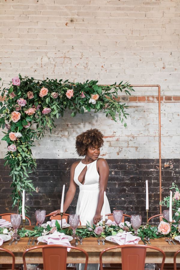 Modern Industrial Meets Rose Gold Romance Wedding Inspiration