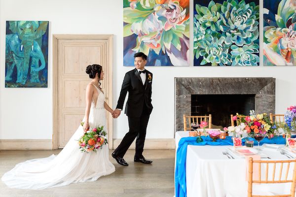  Colorful Abstract Painting and Floral Wedding