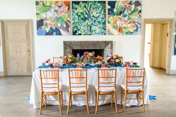  Colorful Abstract Painting and Floral Wedding