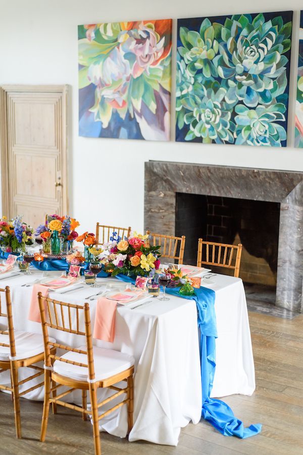  Colorful Abstract Painting and Floral Wedding