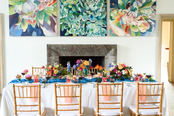  Colorful Abstract Painting and Floral Wedding