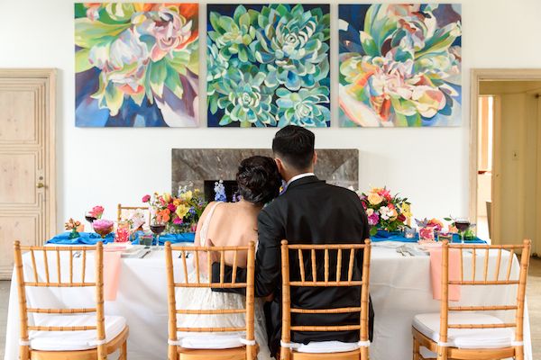  Colorful Abstract Painting and Floral Wedding