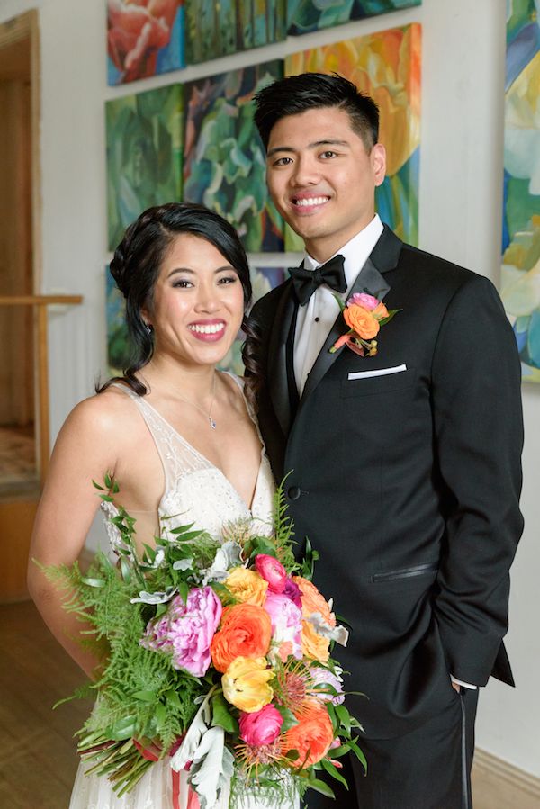  Colorful Abstract Painting and Floral Wedding