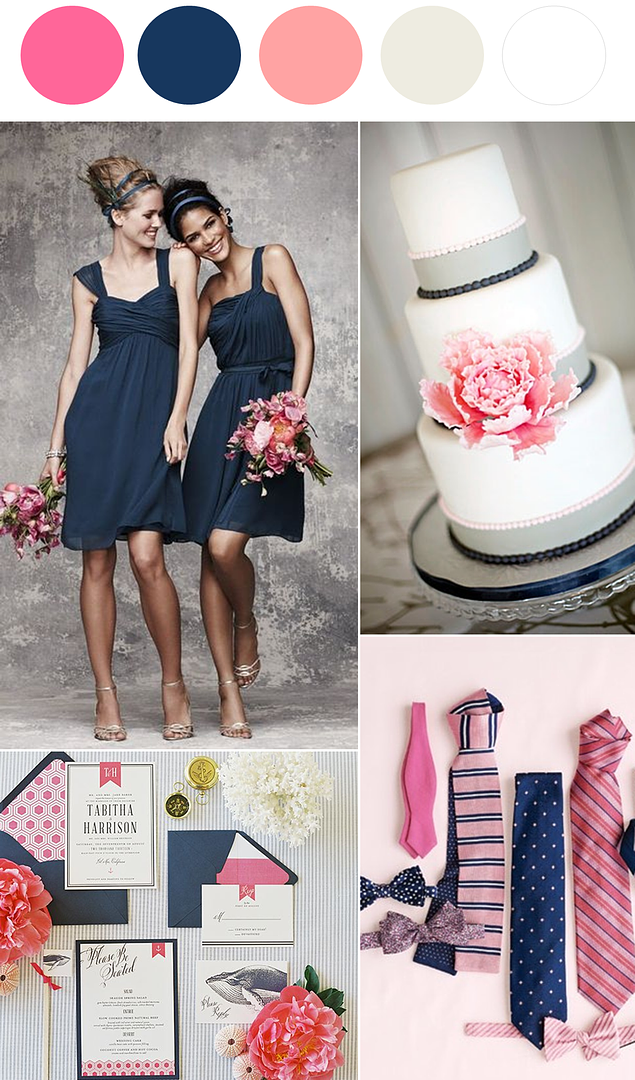 Now Trending: Navy Blue and Pink - to see more: http://www.theperfectpalette.com - color ideas for weddings, parties, and life!