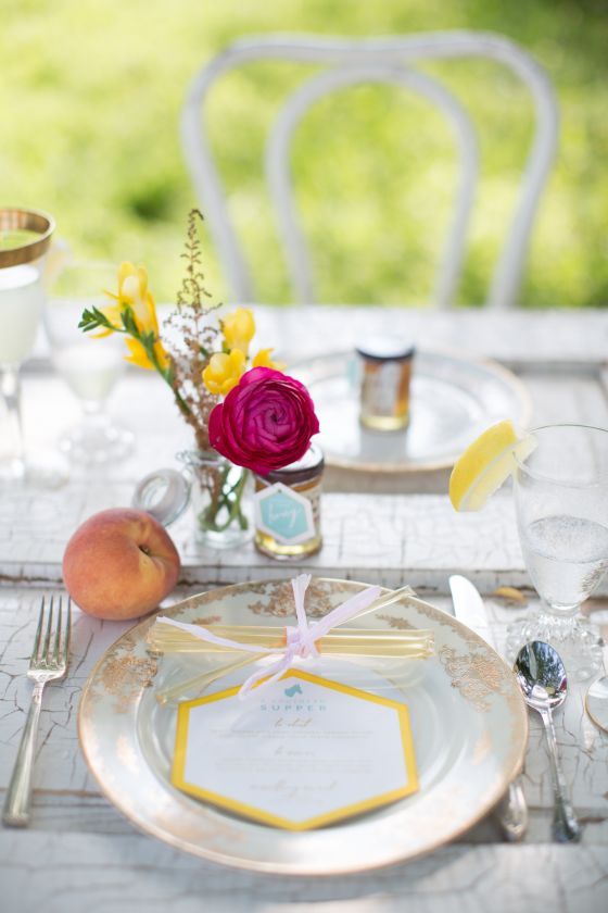  Sweeter than Honey - Pink and Yellow Styled Shoot - to see more: http://www.theperfectpalette.com - Styling by BRANDtabulous, Photography by Brio Art