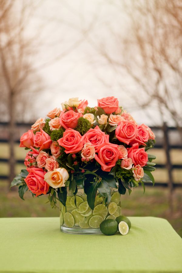 Coral, Graperfruit and a Twist of Lime - Styled Shoot - to see more: www.theperfectpalette.com - photo by Danielle Evans Photography, Floral Design by LB Floral