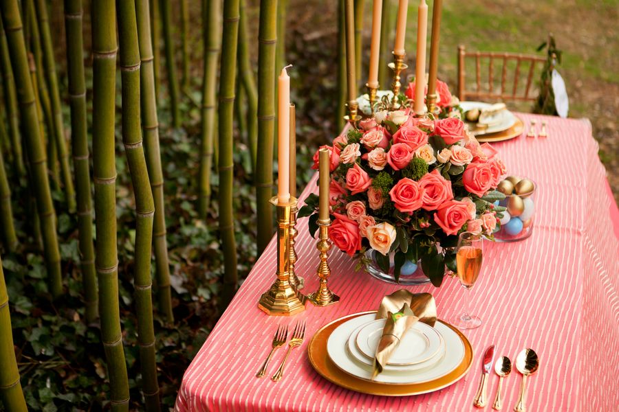 DIY Easter Centerpieces | Coral, Robin's Egg Blue + Gold - www.theperfectpalette.com photo by Danielle Evans Photography