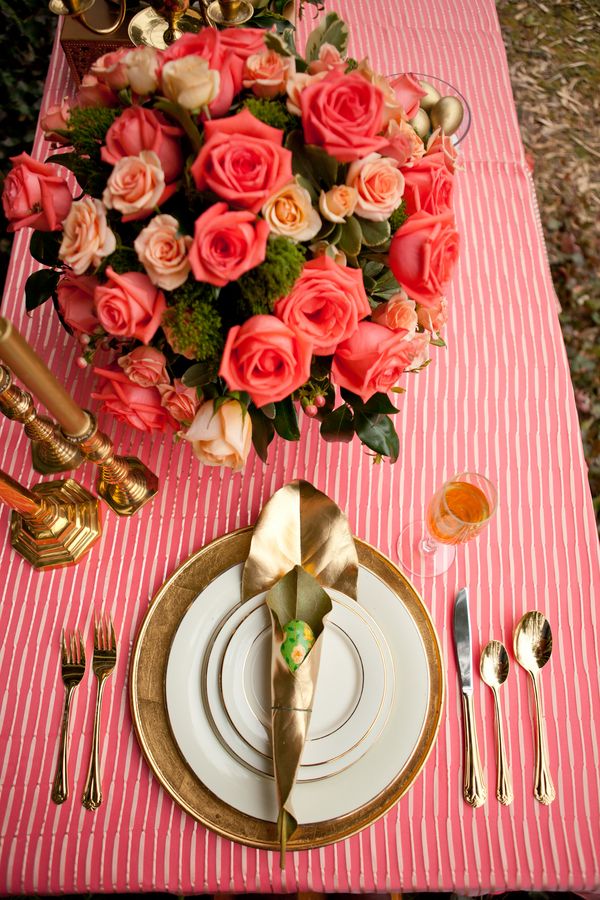 DIY Easter Centerpieces | Coral, Robin's Egg Blue + Gold - www.theperfectpalette.com photo by Danielle Evans Photography