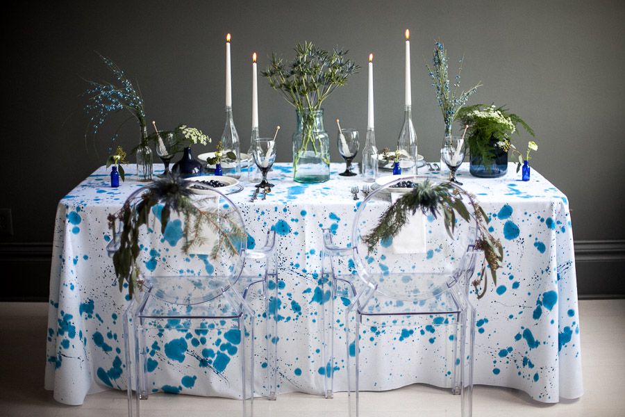 splatter indigo tablecloth
