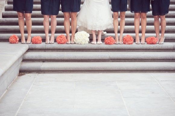 Navy Blue and Coral - www.theperfectpalette.com - Creative color palette ideas for weddings + parties