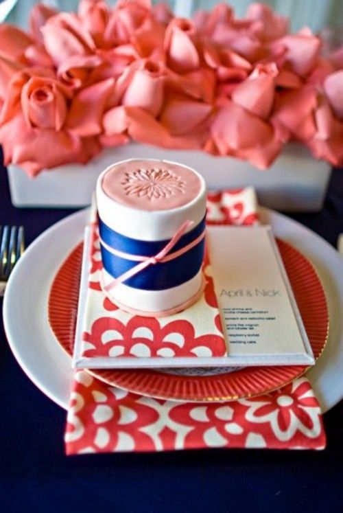 Navy Blue and Coral - www.theperfectpalette.com - Creative color palette ideas for weddings + parties