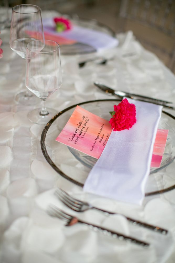 Place setting: www.theperfectpalette.com Photo by KMI Photography, Floral Design by Fiore Fine Flowers