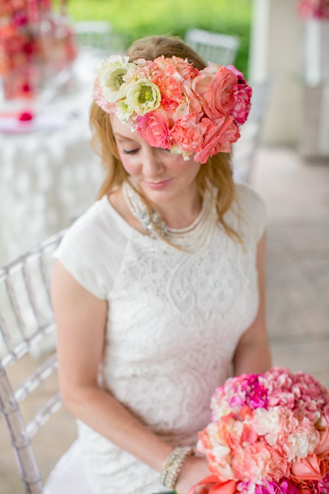 Ombré Flower Headpiece : www.theperfectpalette.com Photo by KMI Photography, Floral Design by Fiore Fine Flowers