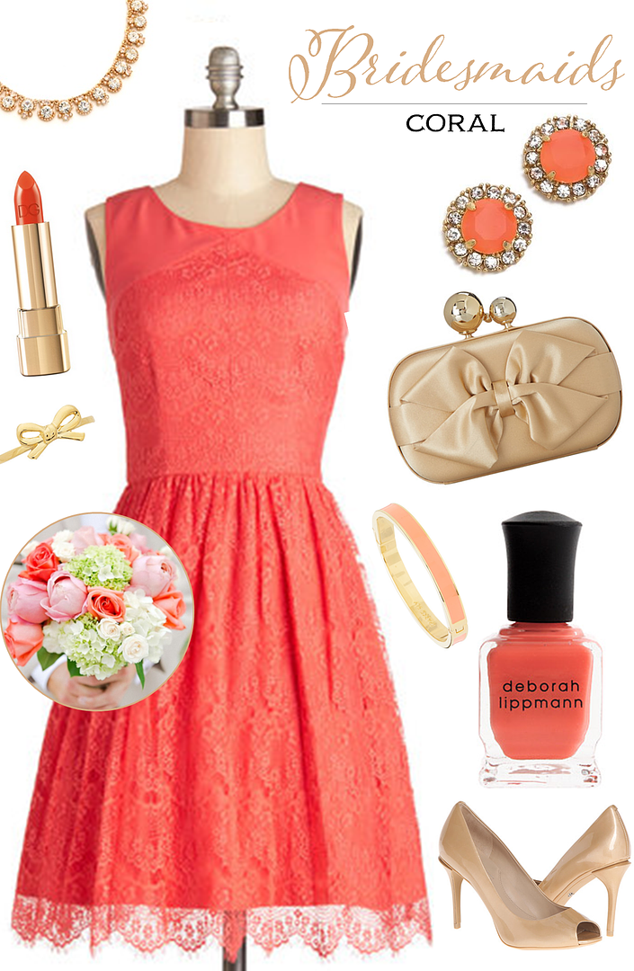 Bridesmaid Looks You'll Love: Coral - see more at: www.theperfectpalette.com - Color Ideas for Weddings + Parties