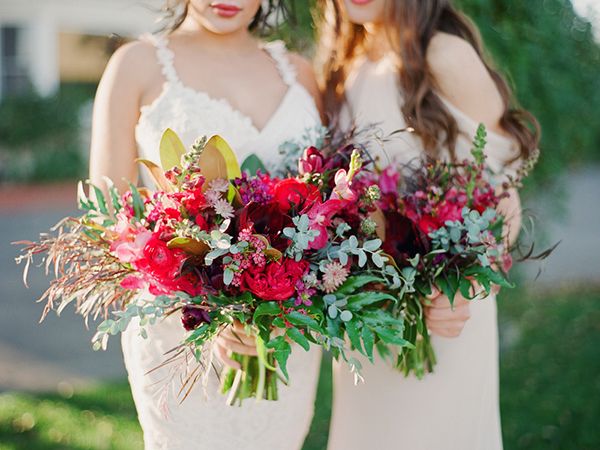 Berry-Colored Styled Shoot with Tropical Flowers