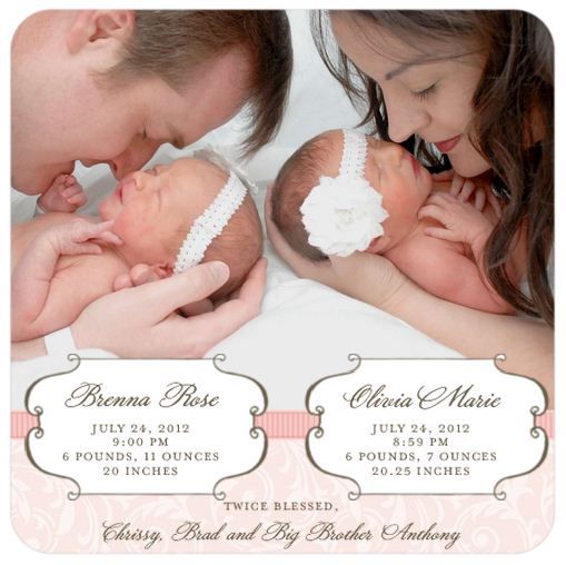 birth announcement my twin girls the perfect palette twin girl birth announcements