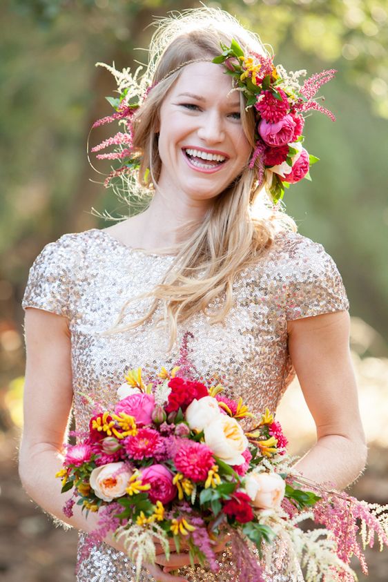  Sparkly Bridal Shoot with Boho Flower Crown