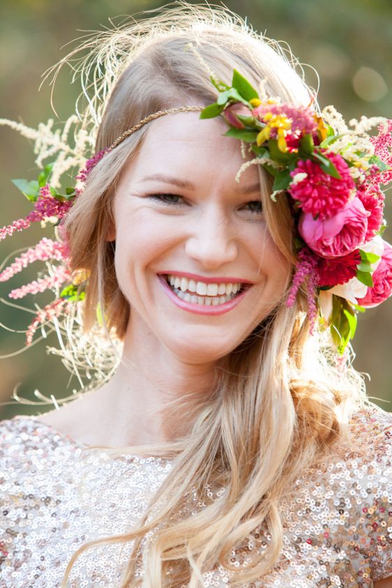  Sparkly Bridal Shoot with Boho Flower Crown