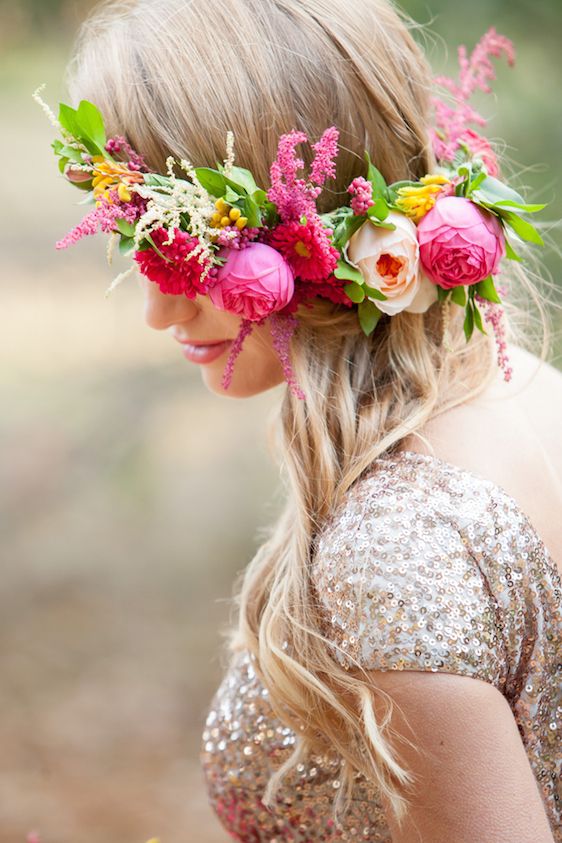  Sparkly Bridal Shoot with Boho Flower Crown