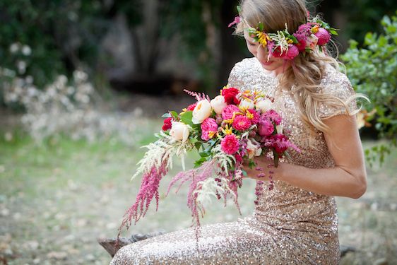  Sparkly Bridal Shoot with Boho Flower Crown