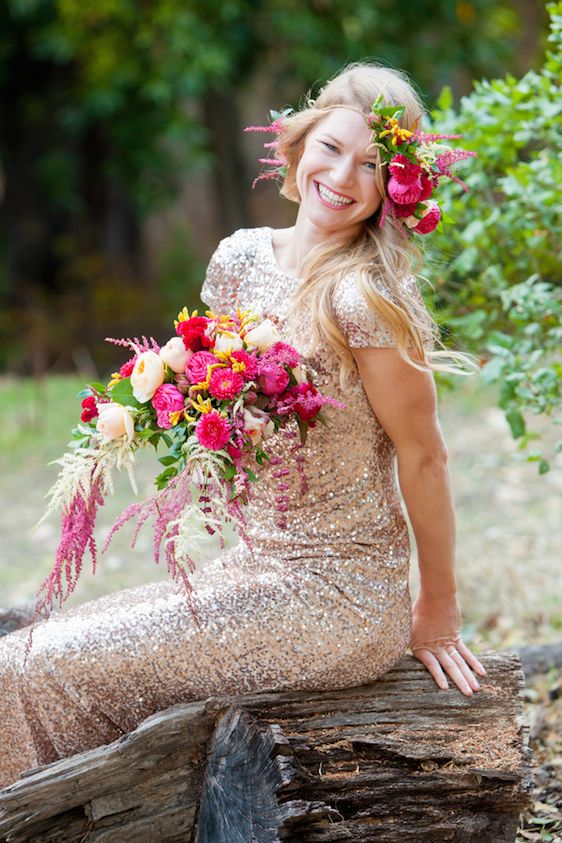  Sparkly Bridal Shoot with Boho Flower Crown
