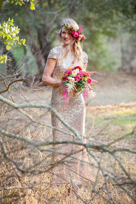  Sparkly Bridal Shoot with Boho Flower Crown