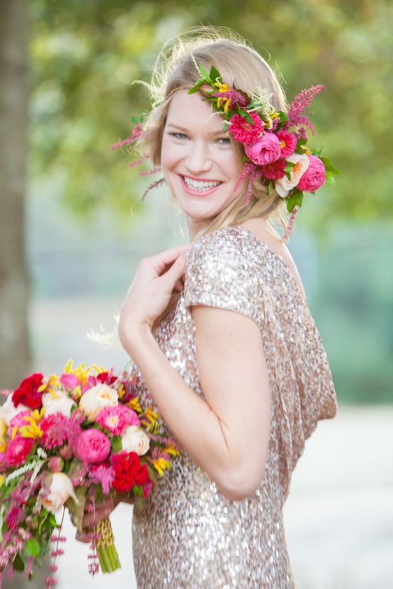  Sparkly Bridal Shoot with Boho Flower Crown