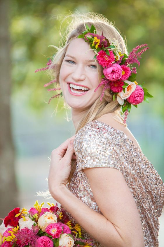  Sparkly Bridal Shoot with Boho Flower Crown