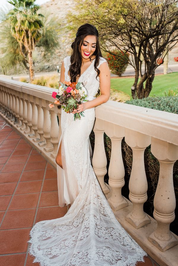  Desert Bridals Featuring a Dress Change & A Cactus With Cascading Florals