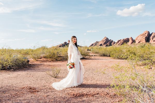  Desert Bridals Featuring a Dress Change & A Cactus With Cascading Florals