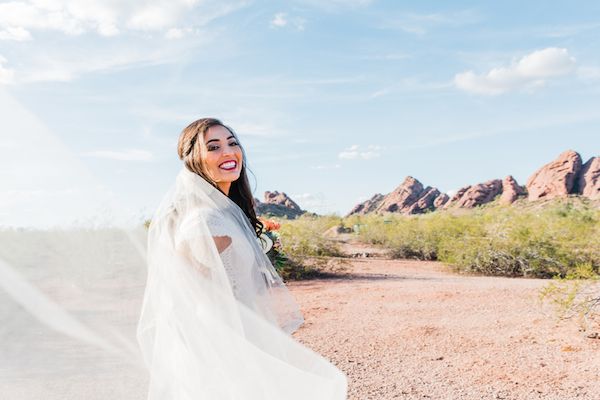  Desert Bridals Featuring a Dress Change & A Cactus With Cascading Florals