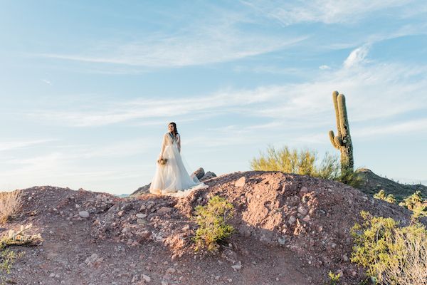  Desert Bridals Featuring a Dress Change & A Cactus With Cascading Florals