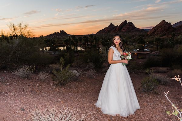  Desert Bridals Featuring a Dress Change & A Cactus With Cascading Florals