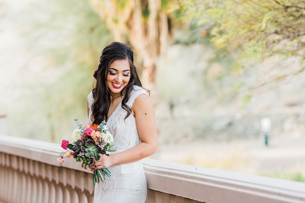  Desert Bridals Featuring a Dress Change & A Cactus With Cascading Florals