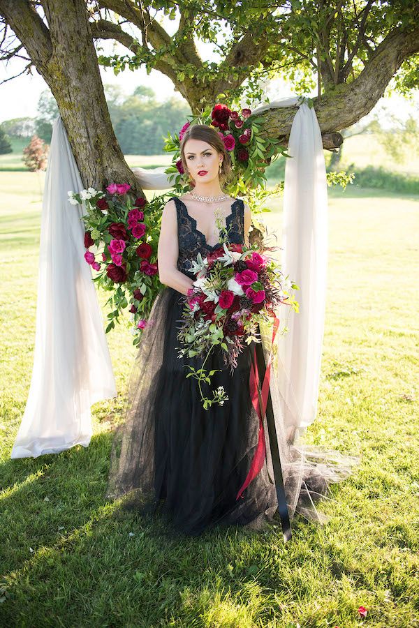  Black Meets Berry in this Moody & Ultra Chic Wedding