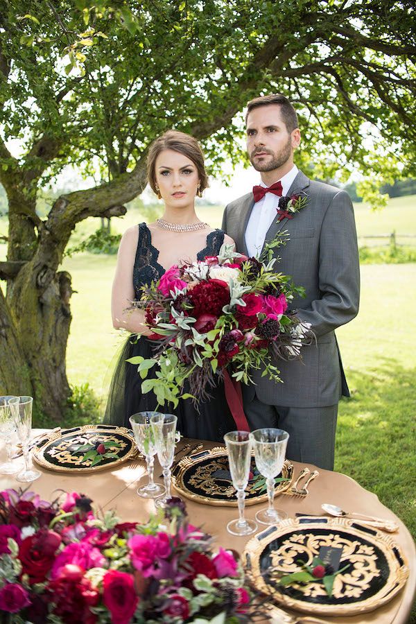  Black Meets Berry in this Moody & Ultra Chic Wedding
