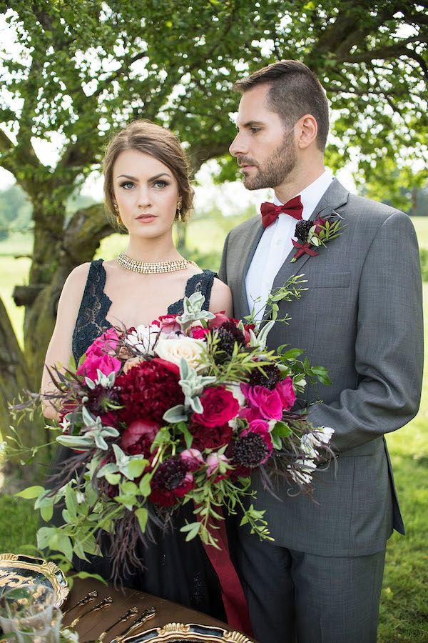  Black Meets Berry in this Moody & Ultra Chic Wedding