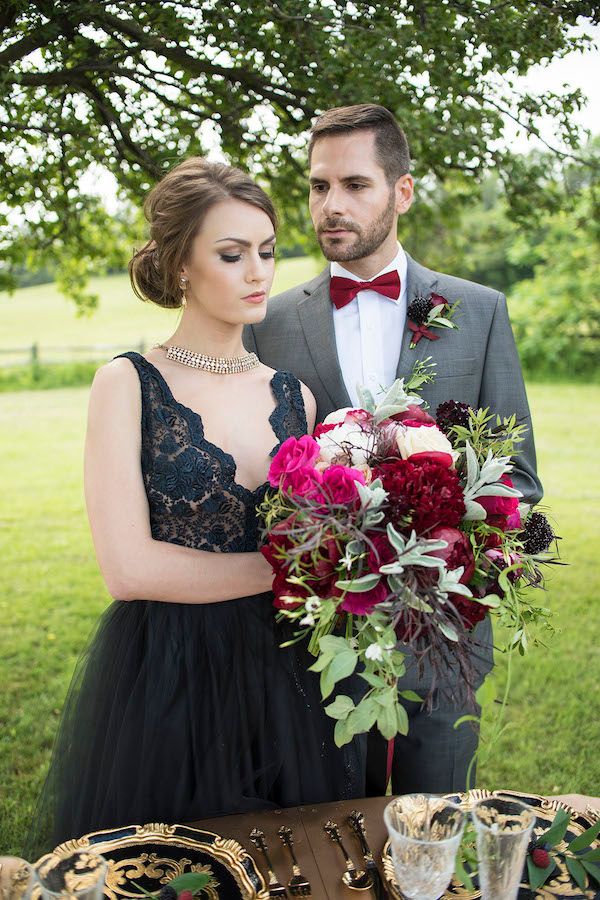  Black Meets Berry in this Moody & Ultra Chic Wedding