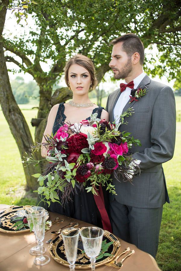  Black Meets Berry in this Moody & Ultra Chic Wedding