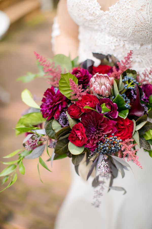 Burgundy and Gold Fall Barn Wedding