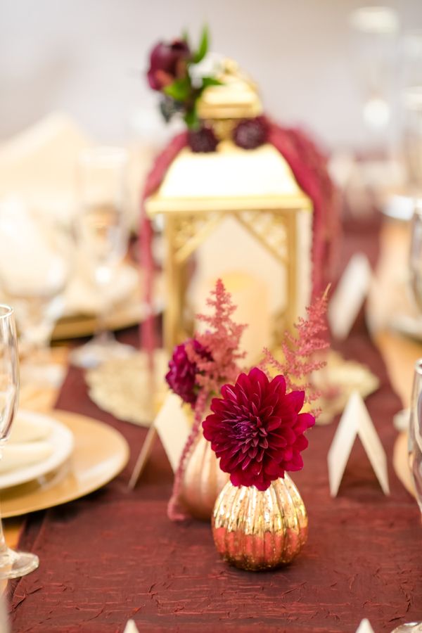 Burgundy and Gold Fall Barn Wedding