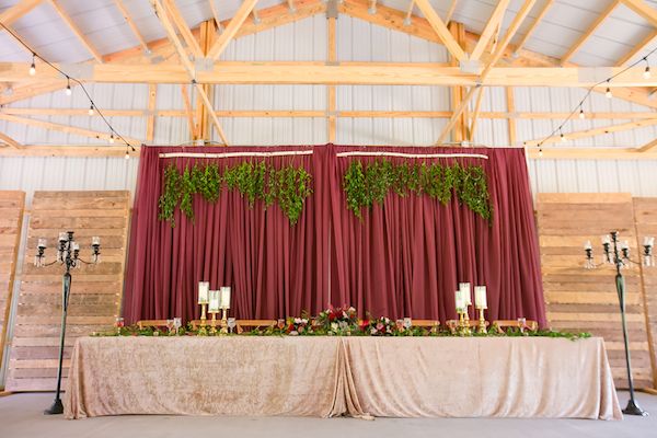 Burgundy and Gold Fall Barn Wedding