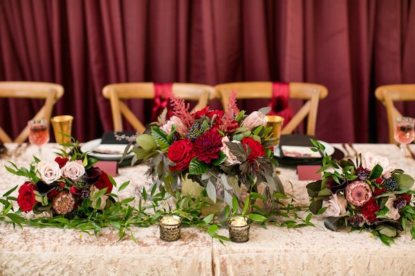 Burgundy and Gold Fall Barn Wedding