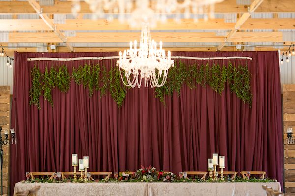 Burgundy and Gold Fall Barn Wedding