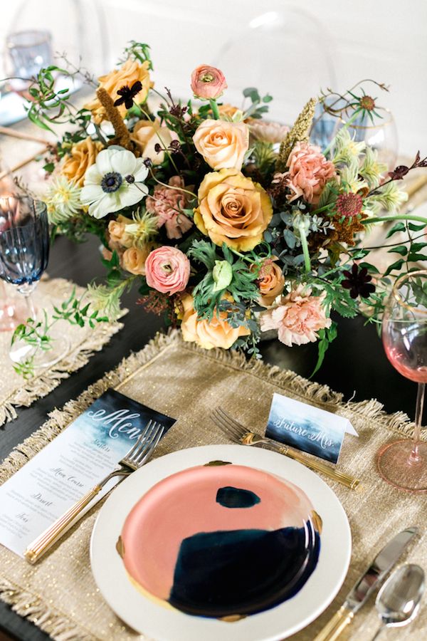  Abstract Navy & Dusty Rose Bridal Shower