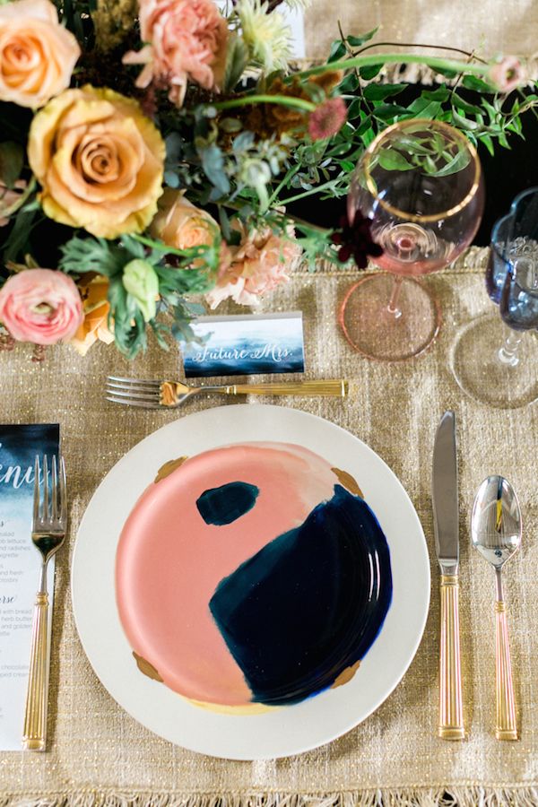  Abstract Navy & Dusty Rose Bridal Shower