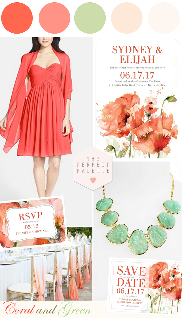 Watercolor Inspired Florals: Coral and Green - www.theperfectpalette.com - Now Trending!