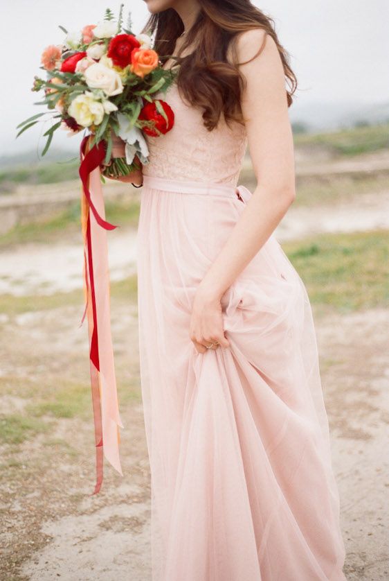 Blush and Poppy Wedding Inspiration - www.theperfectpalette.com - Color Ideas for Weddings + Parties